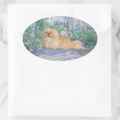 Pekingees in lavendel ovale sticker (Tas)