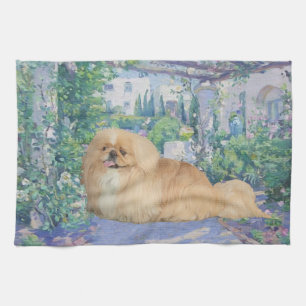 Pekingees in lavendel theedoek