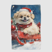 Pekingees in slee Let it Snow Kerstmis Golfhanddoek (Voorkant)