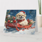 Pekingees in slee Let it Snow Kerstmis Kaart (Voorkant)