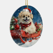 Pekingees in slee Let it Snow Kerstmis Keramisch Ornament (Rechts)