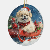 Pekingees in slee Let it Snow Kerstmis Keramisch Ornament (Links)