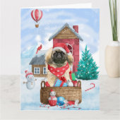 Pekingees in sneeuw Kerstdoggenhuis Kaart (Voorkant)