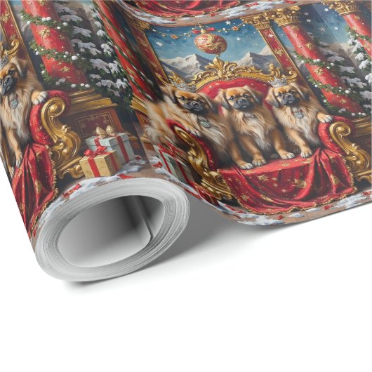 Pekingees Kerst Imperiale Troon Vakantie Cadeaupapier (Rol Hoek)