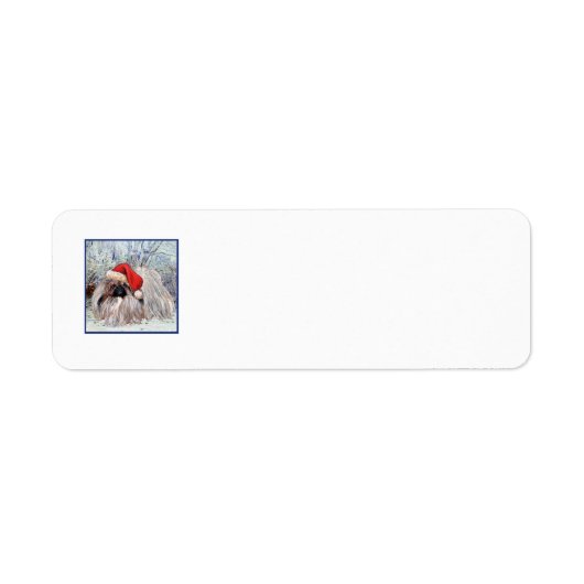 Pekingees Kerst Retouradreslabels Etiket (Voorkant)