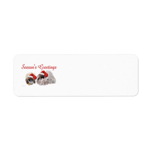 Pekingees Kerst Retouradreslabels Etiket (Voorkant)