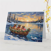 Pekingees Kerstboot Vakantie Kaart (Gele Bloem)