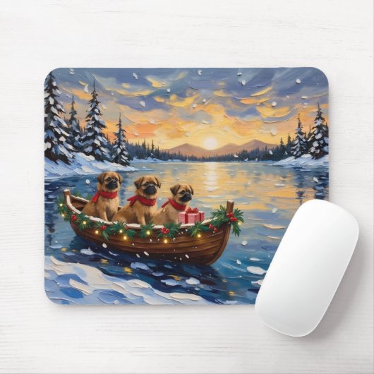 Pekingees Kerstboot Vakantie Muismat (Met muis)
