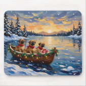 Pekingees Kerstboot Vakantie Muismat (Voorkant)