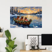 Pekingees Kerstboot Vakantie Poster (Thuiskantoor)