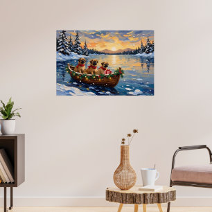 Pekingees Kerstboot Vakantie Poster