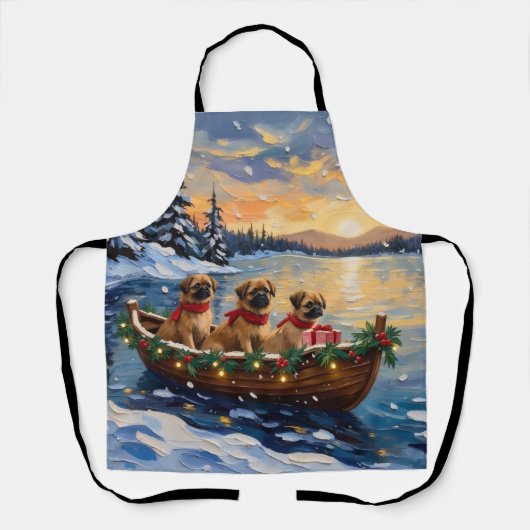 Pekingees Kerstboot Vakantie Schort (Voorkant)