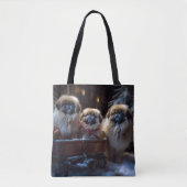 Pekingees Kerstfeest Seizoen Tote Bag (Voorkant)