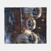 Pekingees Kerstfeestijd Fleece Deken (Voorkant (Horizontaal))