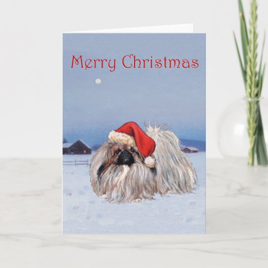 Pekingees Kerstkaart Feestdagen Kaart (Voorkant)
