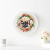 Pekingees Kerstkrans Feestelijke Pup Grote Klok (Huis)