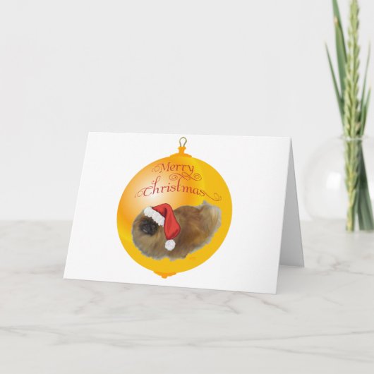 Pekingees Kerstmis Feestdagen Kaart (Voorkant)