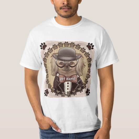 Pekingees met bril t-shirt (Voorkant)