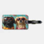 Pekingees Met Hart Rozen Valentijnsdag Bagagelabel (Achterkant horizontaal)