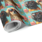 Pekingees met Hartrozen Valentijnsdag Cadeaupapier (Rol Hoek)