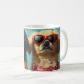 Pekingees met Hartrozen Valentijnsdag Koffiemok (Voorkant rechts)