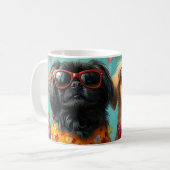 Pekingees met Hartrozen Valentijnsdag Koffiemok (Voorkant links)