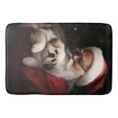 Pekingees met Kerstman Feestelijke Kerst Badmat (Voorkant)