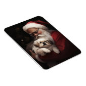 Pekingees met Kerstman Feestelijke Kerst Magneet (Rechterzijde)