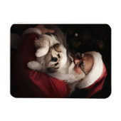 Pekingees met Kerstman Feestelijke Kerst Magneet (Horizontaal)