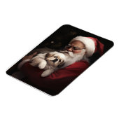 Pekingees met Kerstman Feestelijke Kerst Magneet (Linkerzijde)
