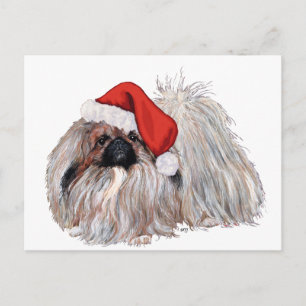 Pekingees met Kerstmis Feestdagenkaart
