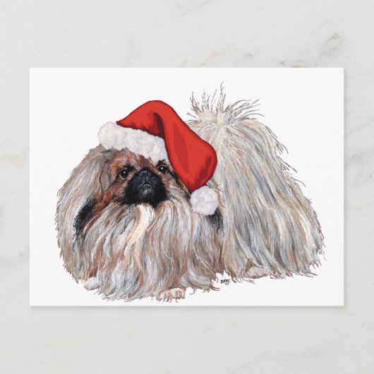 Pekingees met Kerstmis Feestdagenkaart (Voorkant)