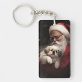 Pekingees met Sinterklaas Kerstfeest Sleutelhanger (Voorkant)