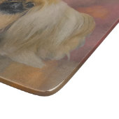 Pekingees op mauve abstract snijplank (Hoek)