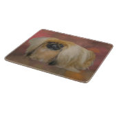 Pekingees op mauve abstract snijplank (Hoek)