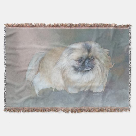 Pekingees op Taupe Deken (Voorkant)