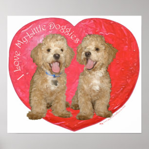 Pekingees / Poodle Mix Valentijnsdag Poster
