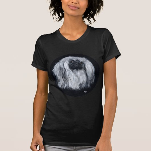 Pekingees Portret in Zwart & Wit T-shirt (Voorkant)