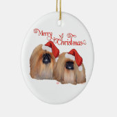 Pekingees Prettig Kerstfeest Keramisch Ornament (Rechts)