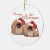 Pekingees Prettig Kerstfeest Keramisch Ornament (Links)