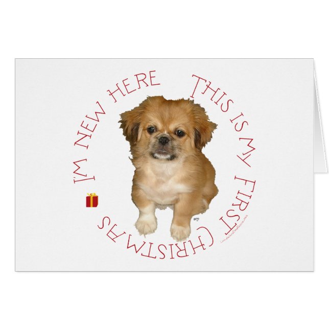 Pekingees Pup Eerste Kerstmis (Voorkant Horizontaal)
