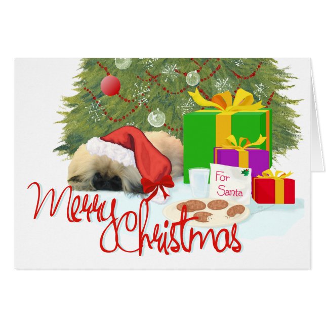 Pekingees Puppy 1e Kerstmis (Voorkant Horizontaal)