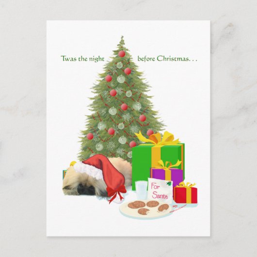 Pekingees Puppy 1e Kerstmis Feestdagenkaart (Voorkant)