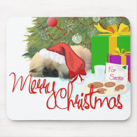 Pekingees Puppy 1e Kerstmis Muismat (Voorkant)