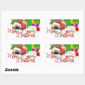 Pekingees Puppy 1e Kerstmis Rechthoekige Sticker (Vel)