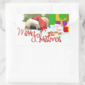 Pekingees Puppy 1e Kerstmis Rechthoekige Sticker (Tas)