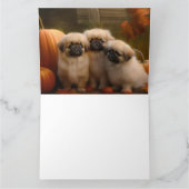 Pekingees Puppy Herfst Plezier Pompoen Kaart (Binnen)