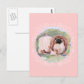 Pekingees Roze Schattig Briefkaart (Voorkant / Achterkant)