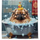 Pekingees Sloomperig Slaperig Schattig Grappig Douchegordijn (Voorkant)