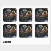 Pekingees Sneeuw Slede Kerst Decoratie  Vierkante Sticker (Vel)